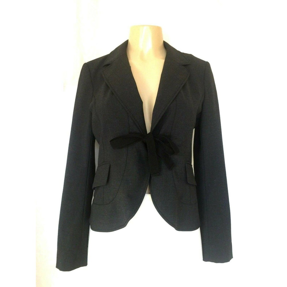 Alain Manoukian Jacket Blazer Gray Tie Notch Lapel